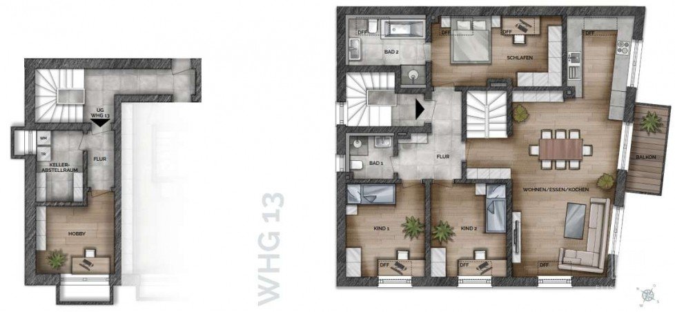 Whg 13 OG DG u UG Option1 Dachgeschosswohnung M�nchen