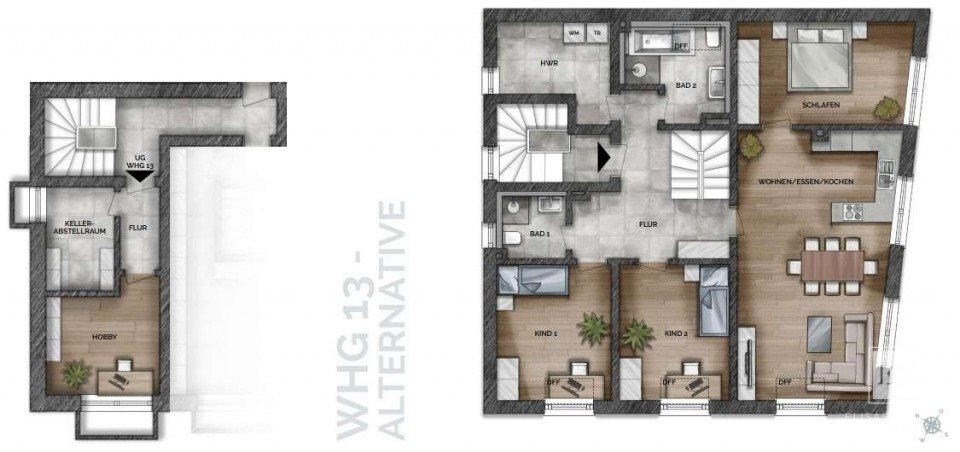 Whg 13 OG DG u UG Option2 Dachgeschosswohnung M�nchen