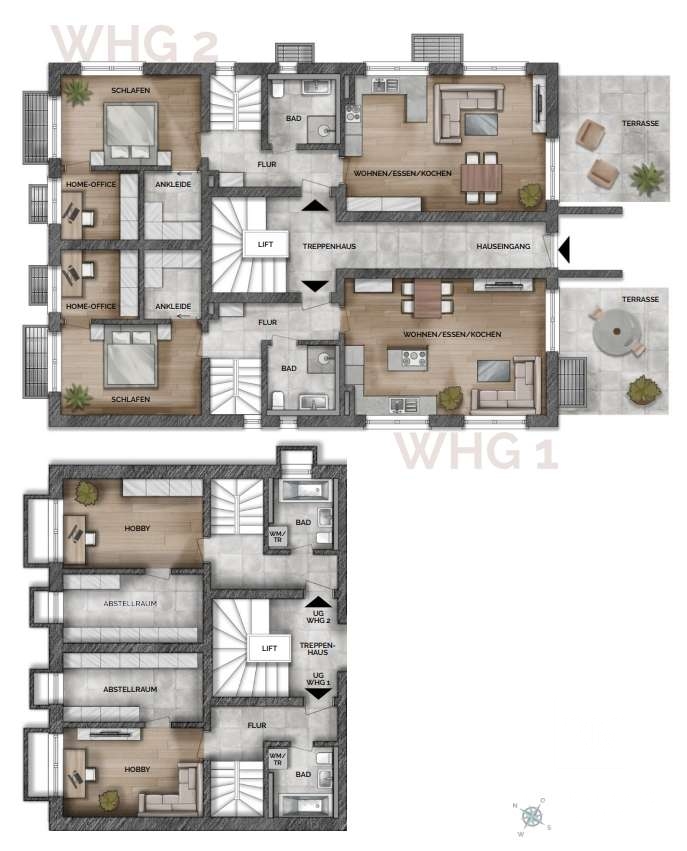Whg 1+2 EG u UG Erdgeschosswohnung M�nchen